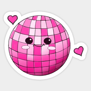 A Cute Kawaii Pink Disco ball - sticker Sticker